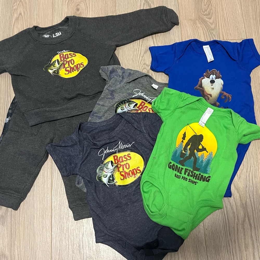 Bass Pro Shops Green and Blue Bodysuits for Outdoor Enthusiasts